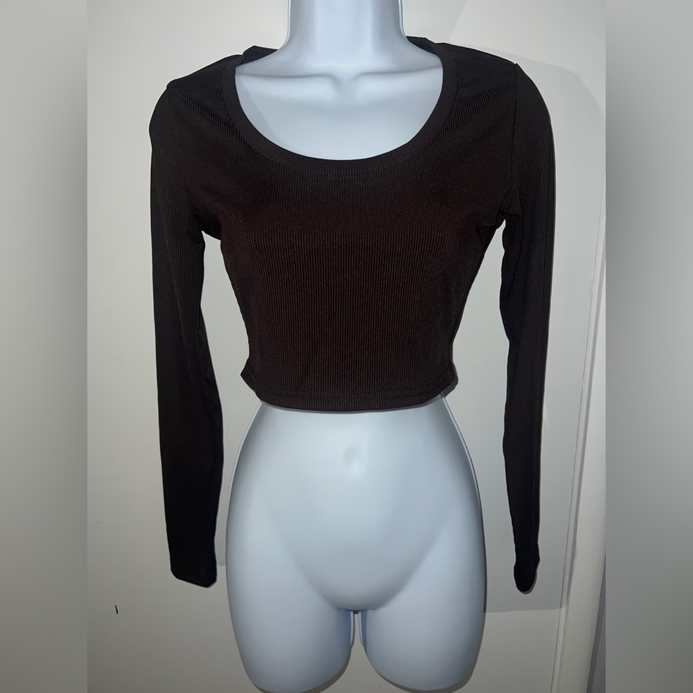 Dark Brown longsleeve crop top